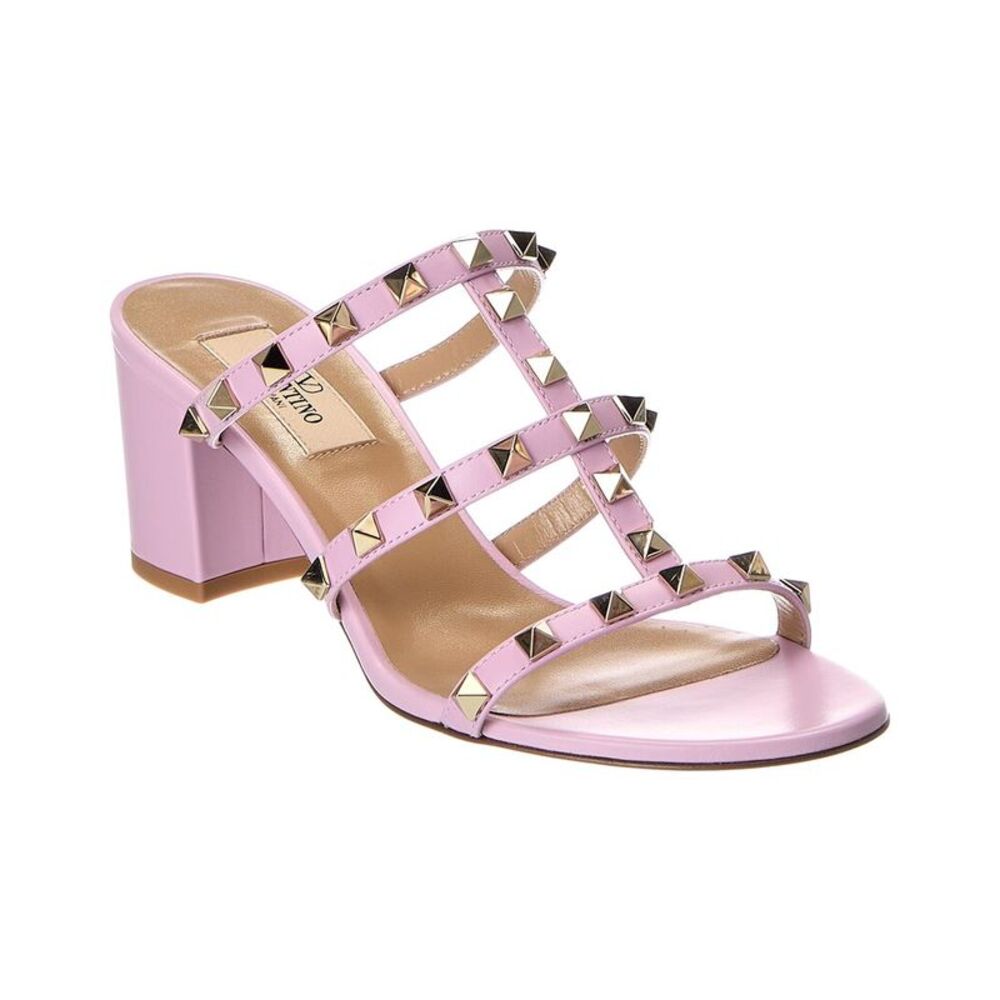 Valentino Rockstud Caged 60 Leather Sandal, Pink